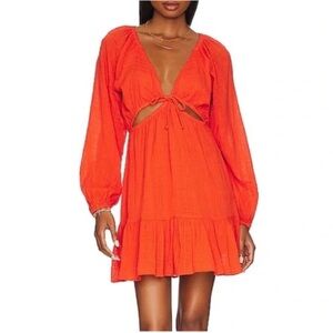LSPACE Feelin Fine Dress With Cutouts Poppy Red Size Small Coverup $143